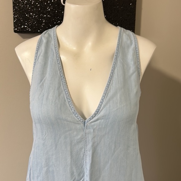 RAILS Chambray V Neck Sleeveless Racerback Tie Waist Dress Sz S - Picture 3 of 12